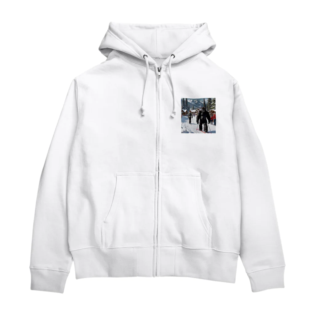 ono-yoshitoのスキーをしてみたいゴリラ Zip Hoodie