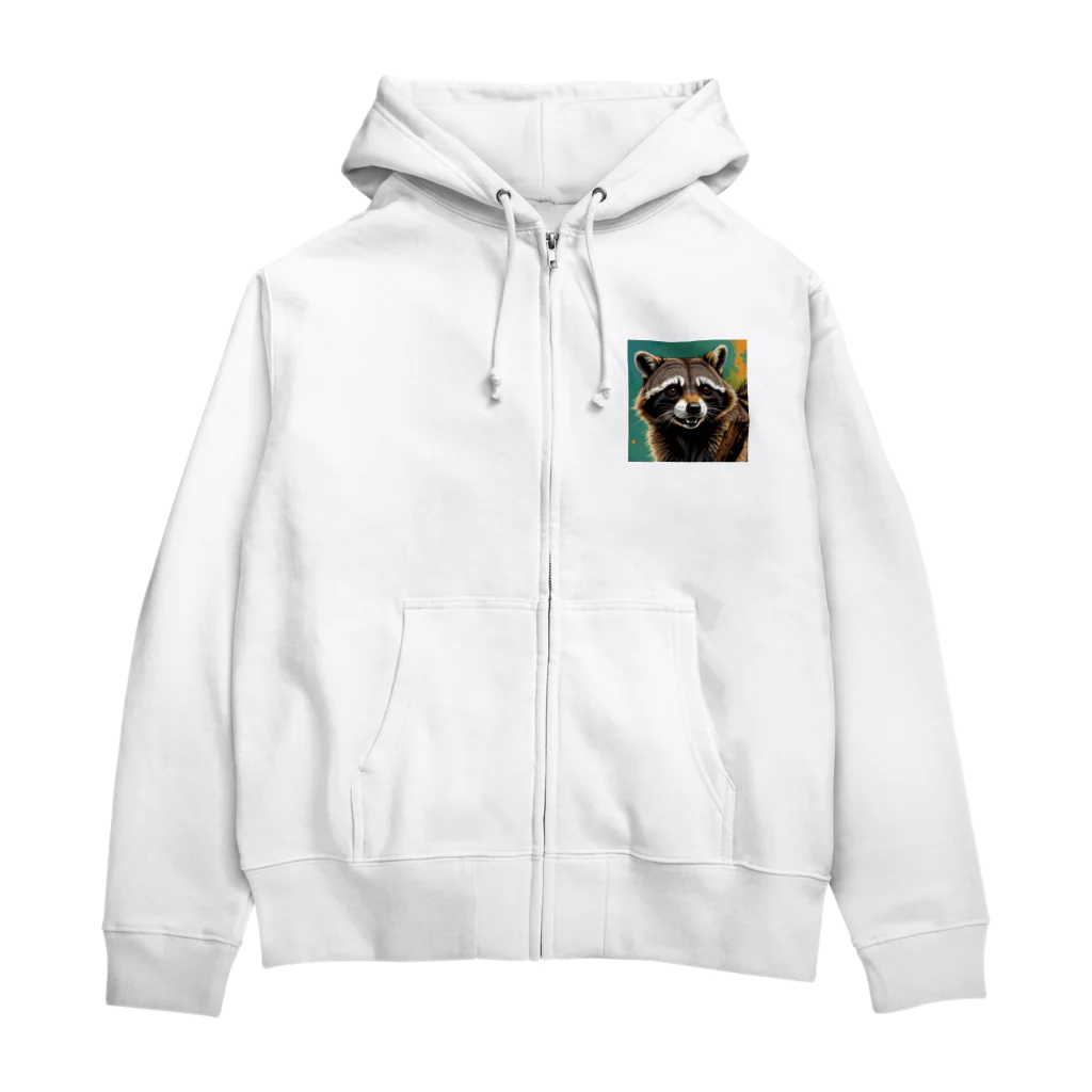 たわしのキリっとしたアライグマ Zip Hoodie