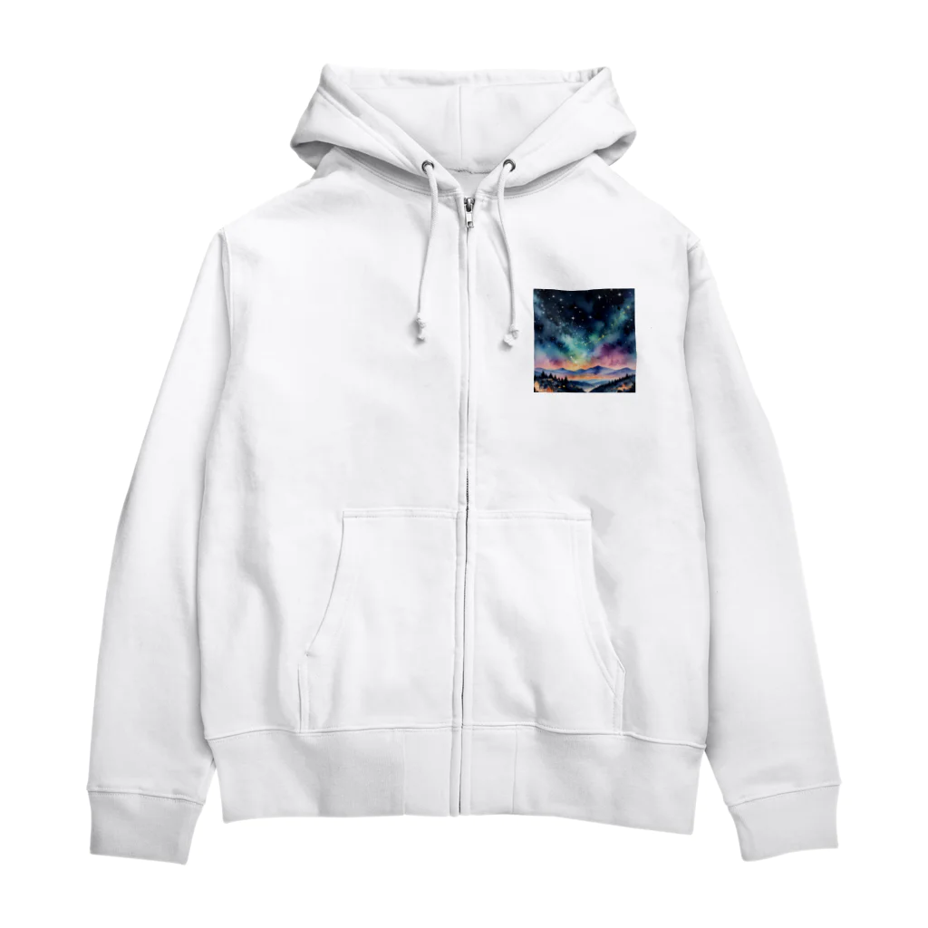 オーロラの里の星空の魔法 Zip Hoodie