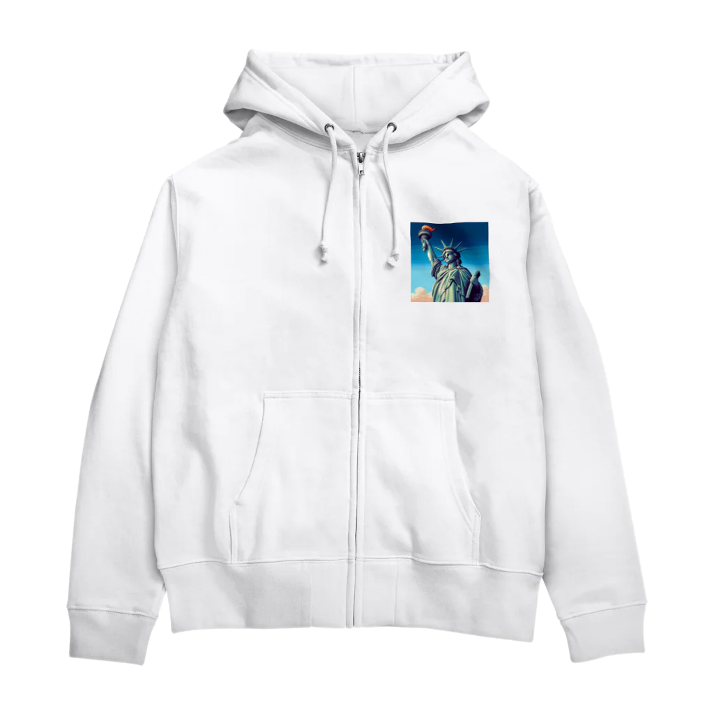 Pixel Art Goodsの自由の女神像（pixel art） Zip Hoodie