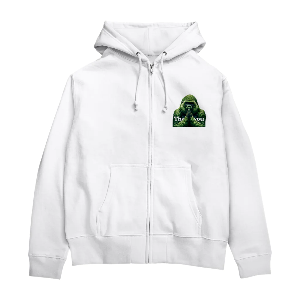 めめめものthank you緑ゴリラ Zip Hoodie