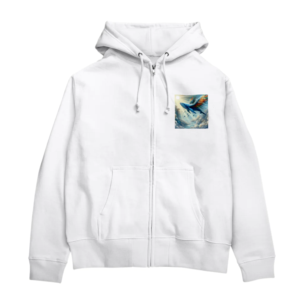 mimin's ショップの空飛ぶくじら Zip Hoodie