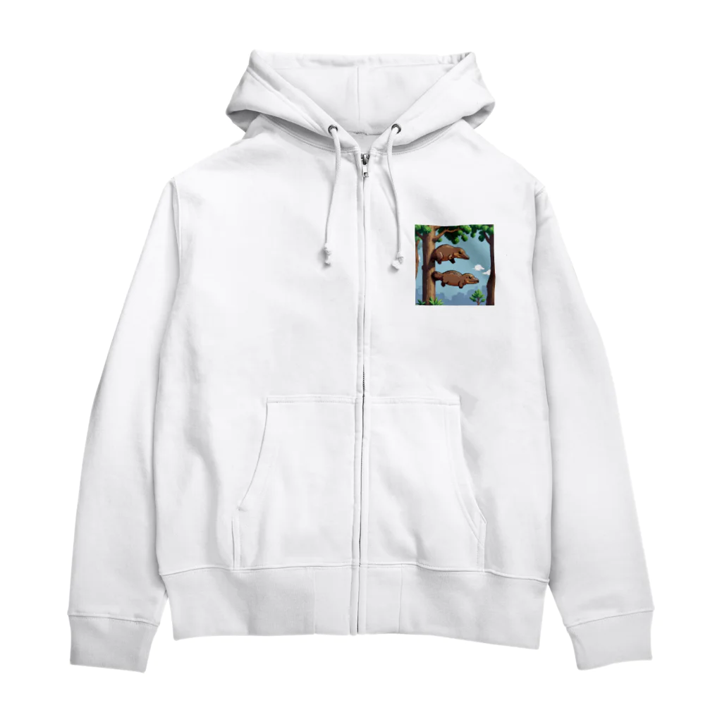 カモノハシかも？の木に刺さってるカモノハシ Zip Hoodie