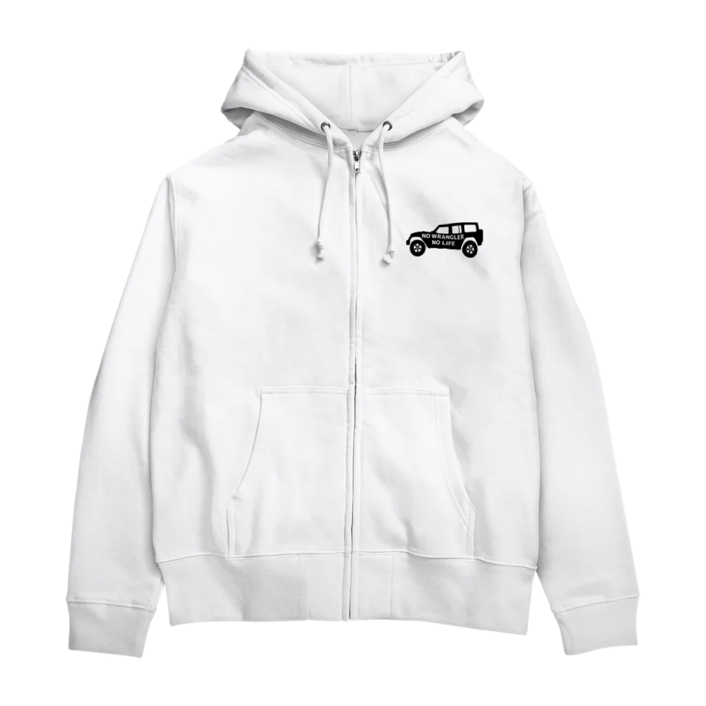 QUQU_WORKSのノーラングラーノーライフ ジープ ブラック Zip Hoodie