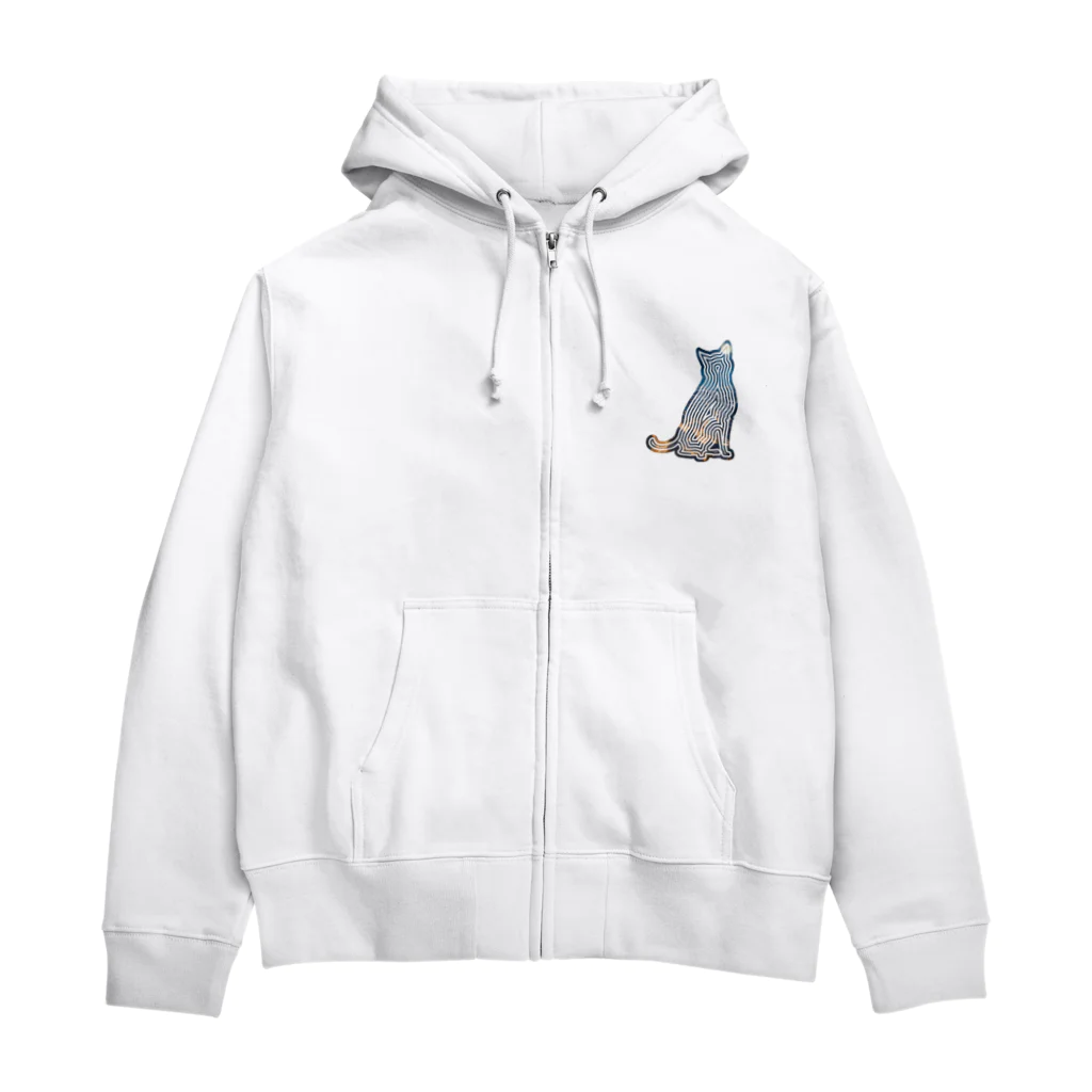 猫との風景の風景_夜景と猫001 Zip Hoodie