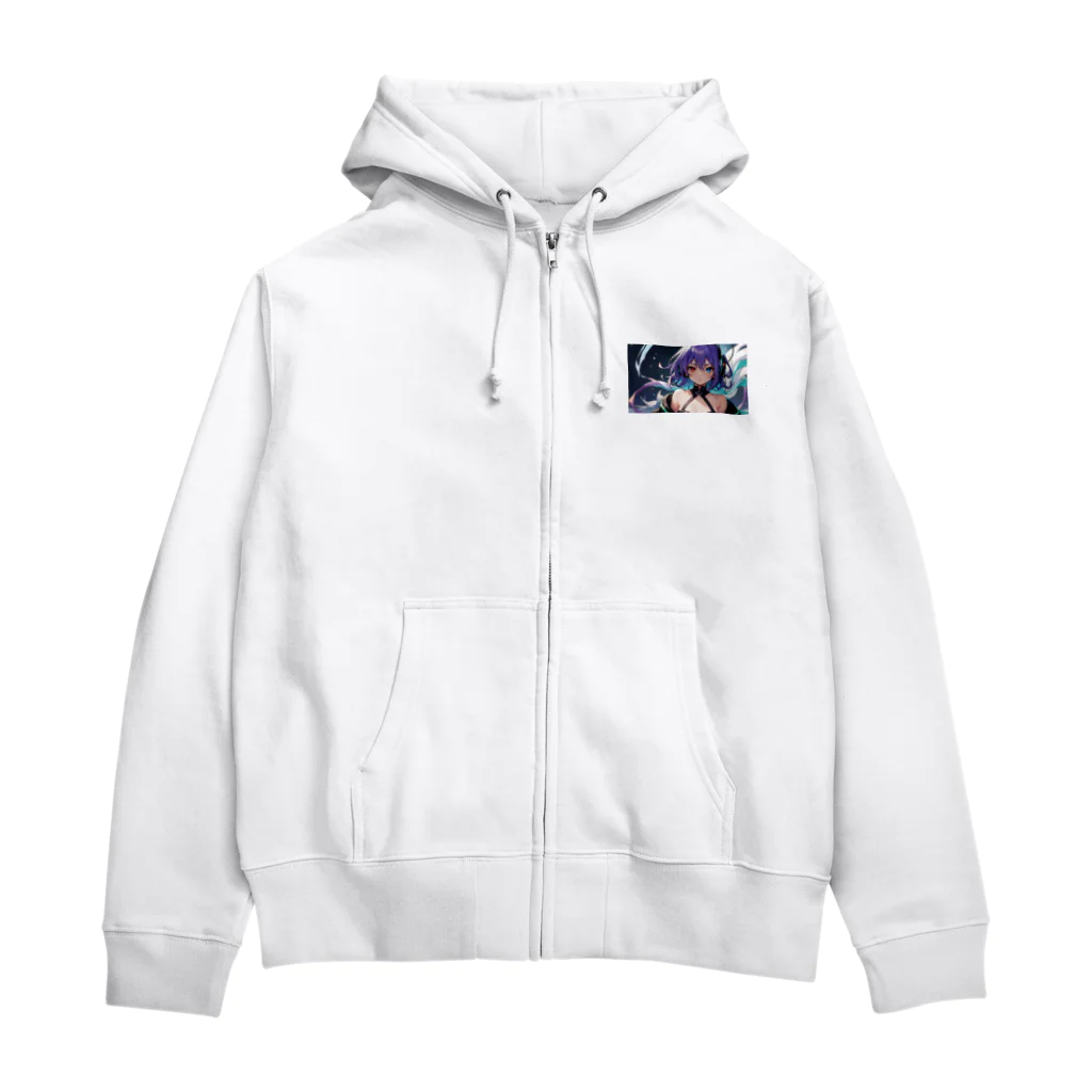 pukurou2096の紫髪のオッドアイ美少女 Zip Hoodie