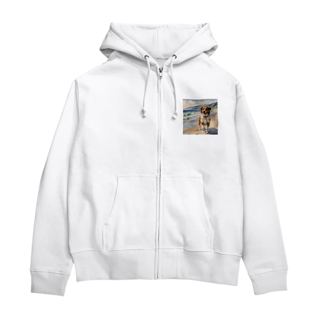 nigihayahiの海辺を走る犬 Zip Hoodie