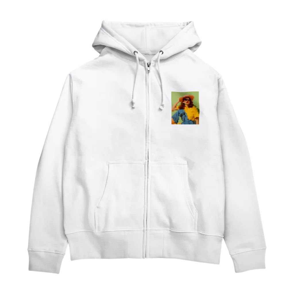 Unique Existenceのart woman mosaic Zip Hoodie