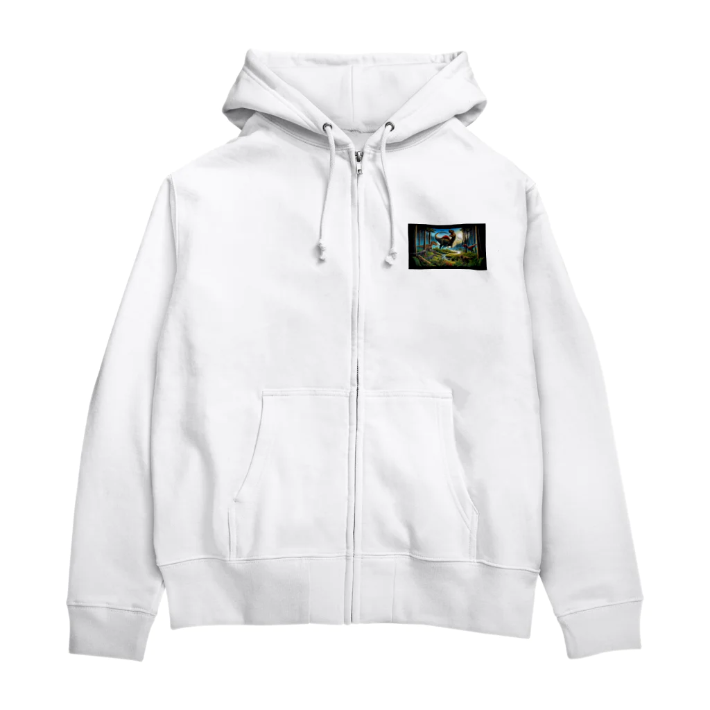 恐竜ガオガオの恐竜Ｔシャツを着て福井恐竜博物館へ行こう！ Zip Hoodie