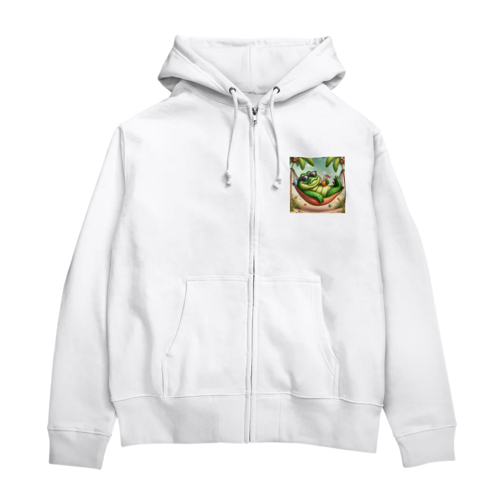 アミュペンののんびりとくつろぐワニの姿 Zip Hoodie