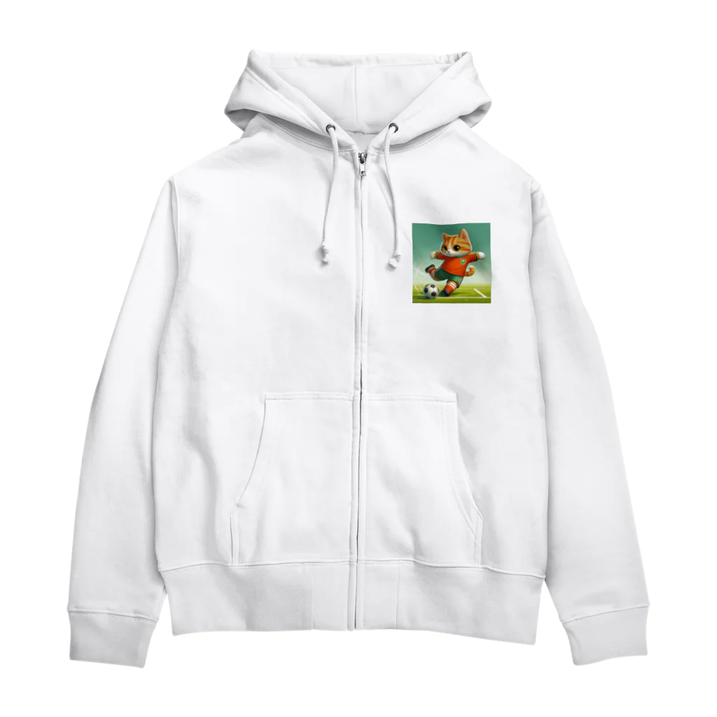 ketapapaのサッカーねこ Zip Hoodie