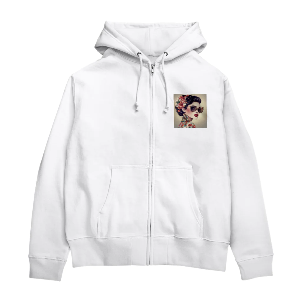 Chama's shopの美女と花 Zip Hoodie