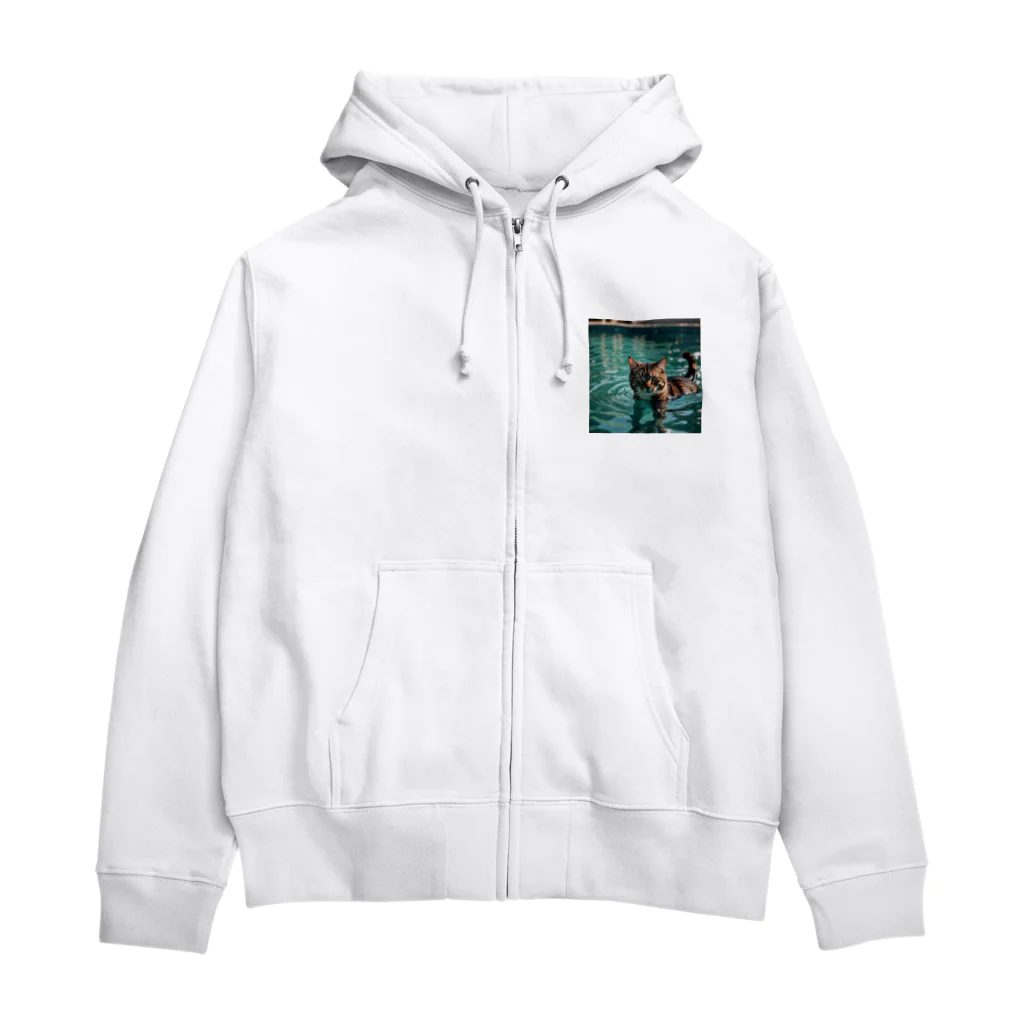 AI Design Labの泳ぐ猫 Zip Hoodie