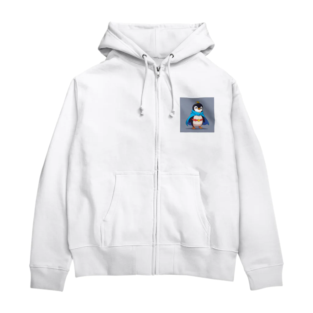 ganeshaのスーパーヒーローのマントを着たかわいいペンギン Zip Hoodie