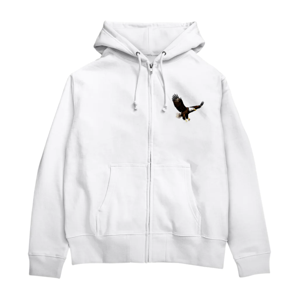 J-SHOPのピクセルアート　白頭ワシ Zip Hoodie