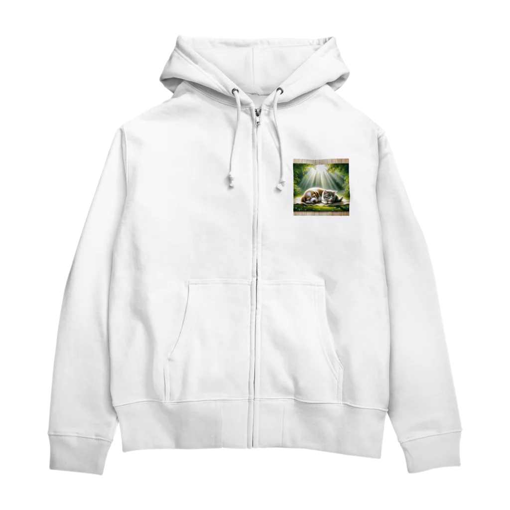 亀蘭タマムシの木漏れ日・すやすや Zip Hoodie