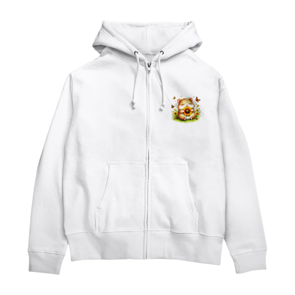 k-nのひまわりを持ったハムスター Zip Hoodie