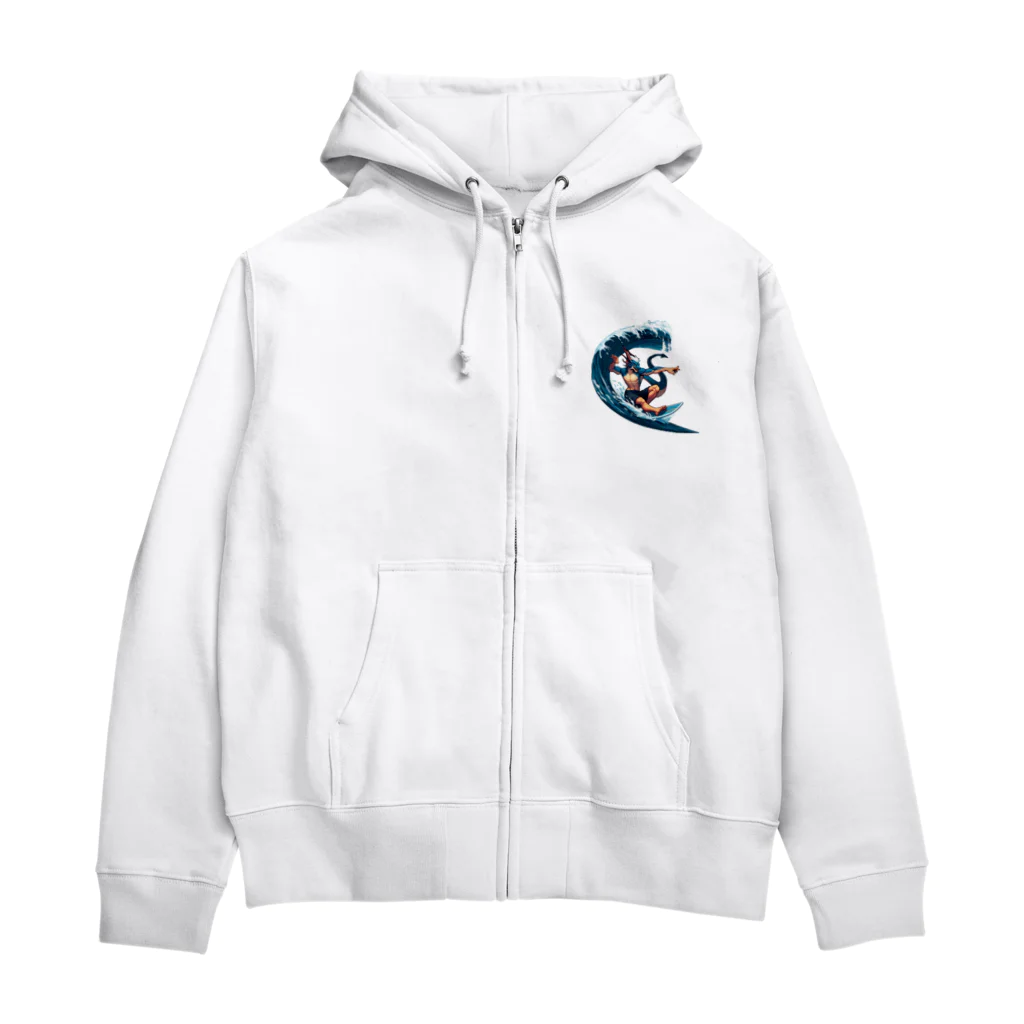 Isekai_animal_manの夏だ！ドラゴンもサーフィンだ Zip Hoodie