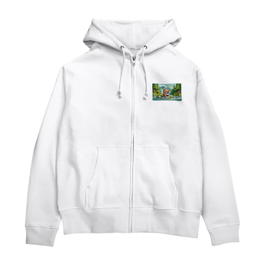 りおりるんの小熊 Zip Hoodie