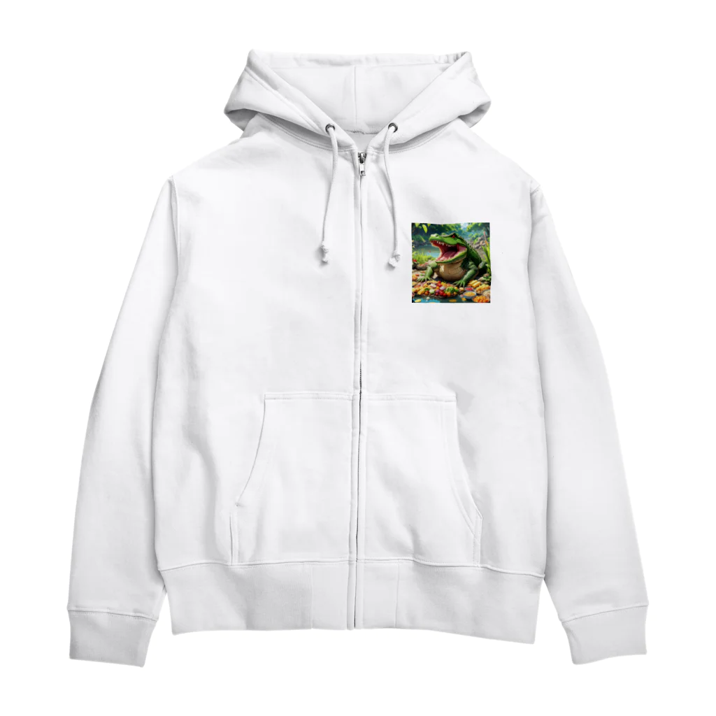 さぷの食べてるワニ Zip Hoodie