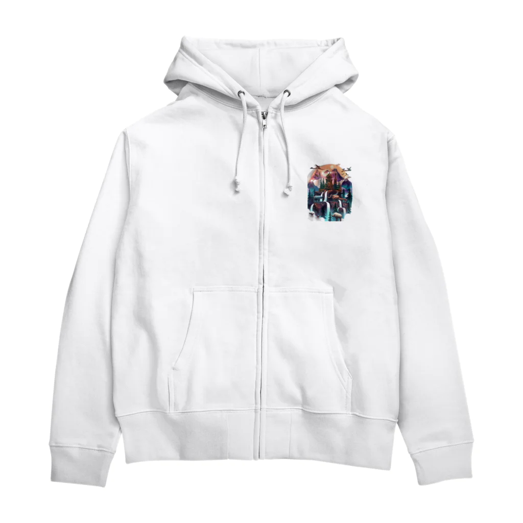 シロクマペンギンの神秘の山 Zip Hoodie