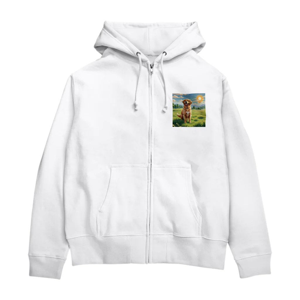 AI副業屋のショウのドット絵のゴールデンレトリバー Zip Hoodie