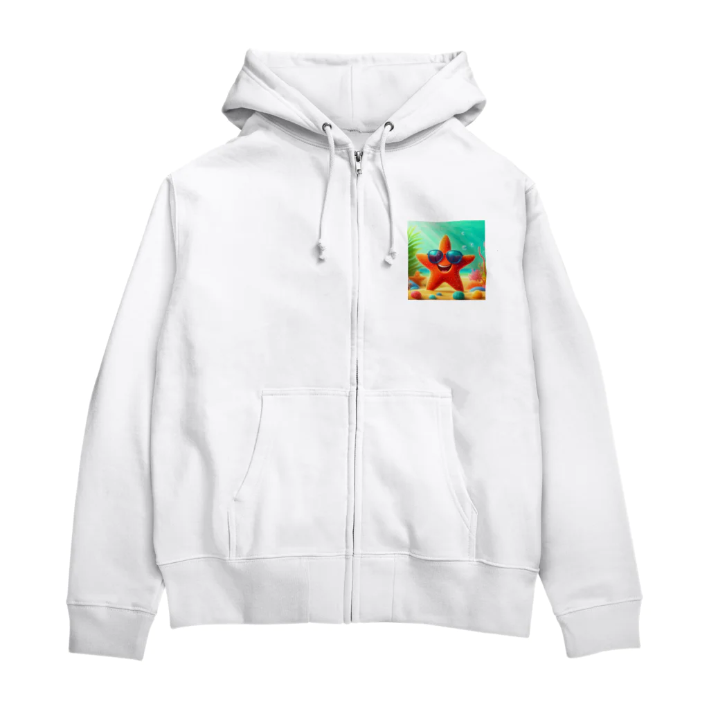 KIglassesのサングラスをかけたハッピーなヒトデ - 海の陽気な仲間！ Zip Hoodie