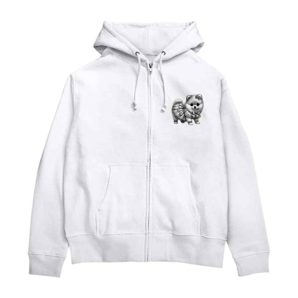 Snow-peaceの華麗なドレスをまとった愛らしいポメラニアン Zip Hoodie