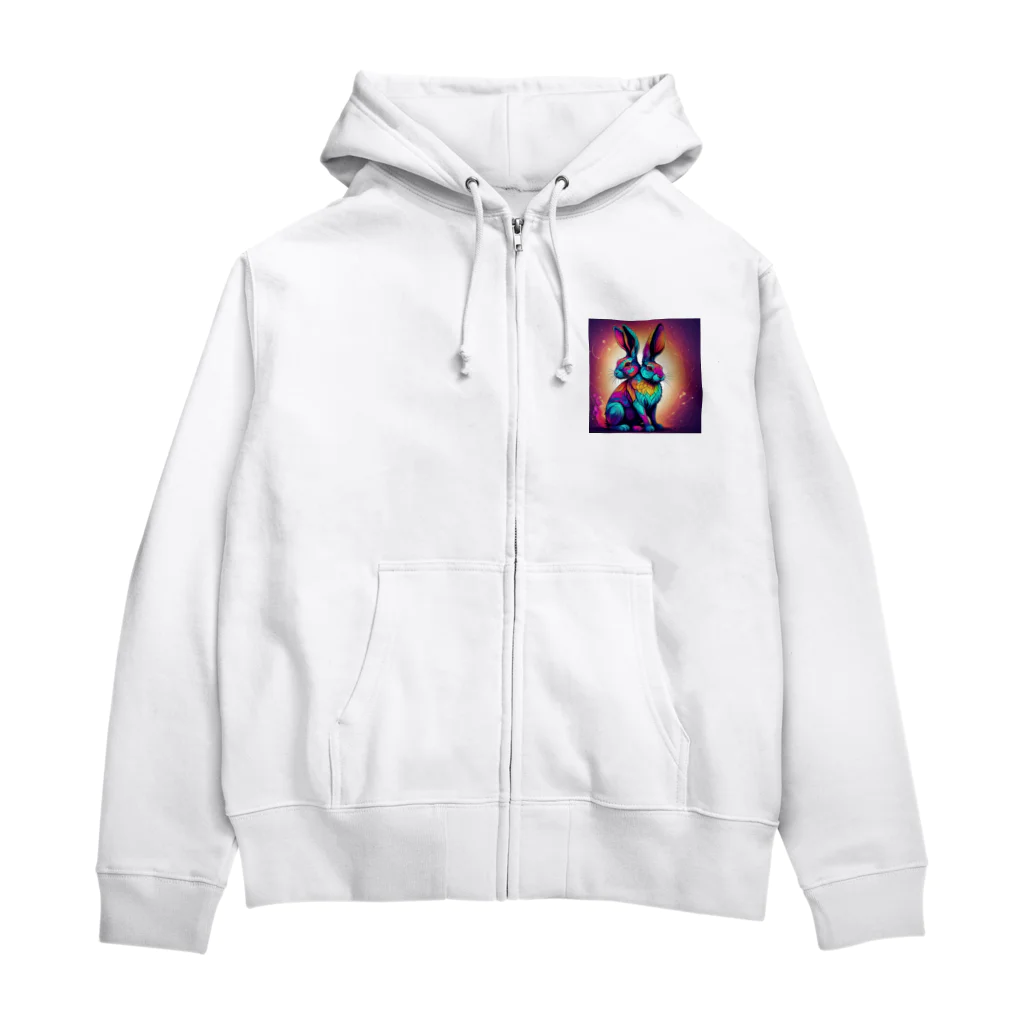 ELMONMARTのカラフルうさぎ Zip Hoodie