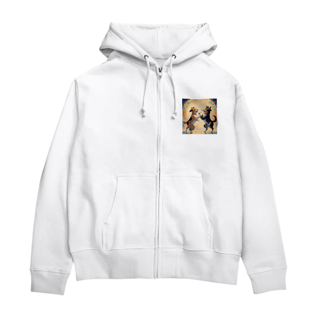 hiro358358の踊る犬たち Zip Hoodie