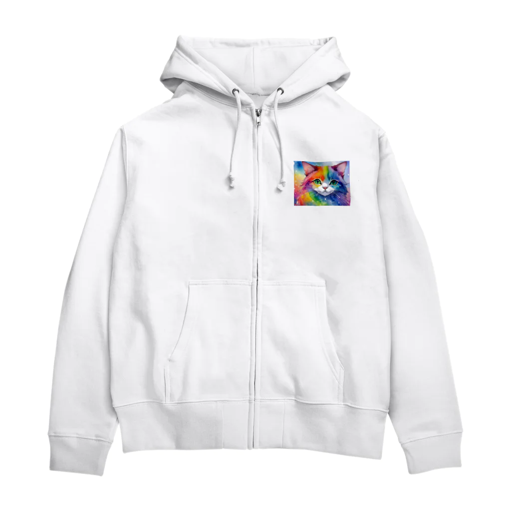 山田綾の虹色ネコちゃん Zip Hoodie