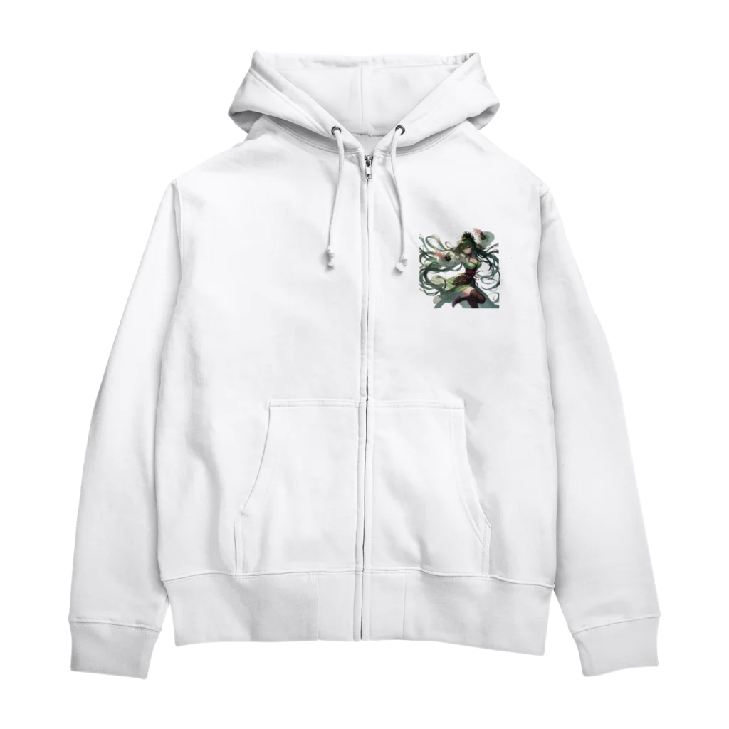 ryo-ishの碧の髪の少女 Zip Hoodie