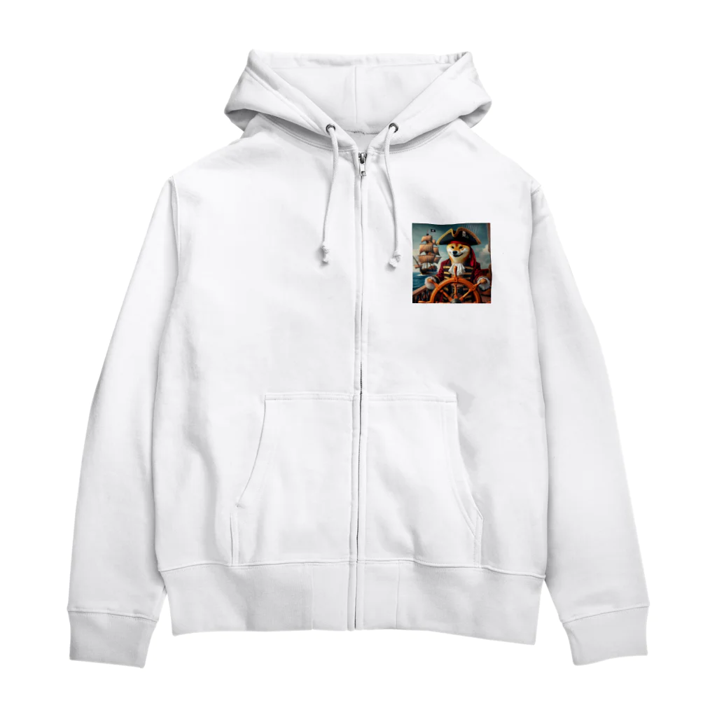 Tunakon_bの海賊キャプテンの柴犬 Zip Hoodie