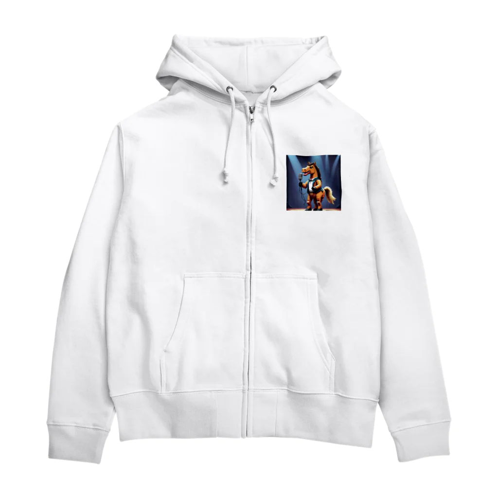 No Horse No Lifeのドット絵歌うウマノスケ君 Zip Hoodie