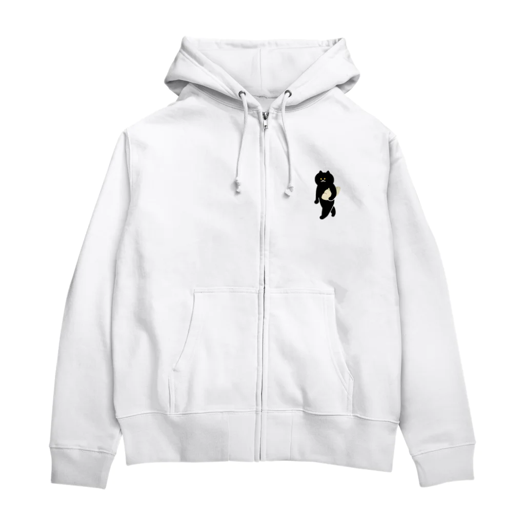 SUIMINグッズのお店の【小】餃子をMacBookのように運ぶねこ Zip Hoodie