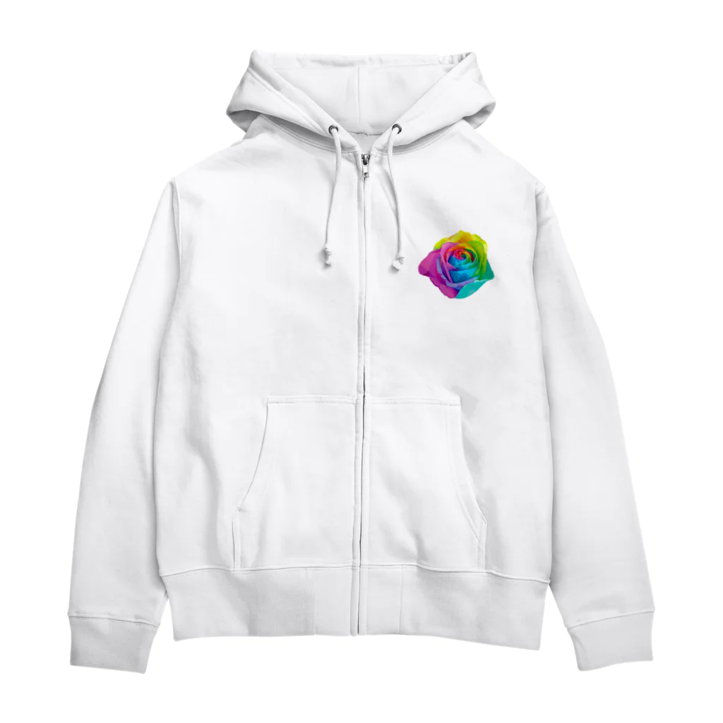 ゆるい猫ちゃんSHOPのRainbow rose(Single) Zip Hoodie