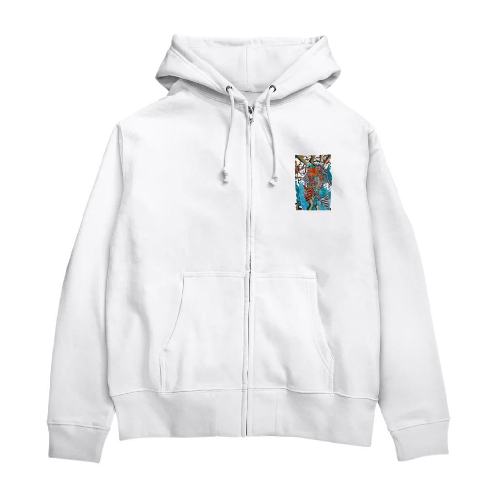 🔥Ryuu🔥絵描き師🔥依頼はＤＭください😄の錦鯉滝登り Zip Hoodie