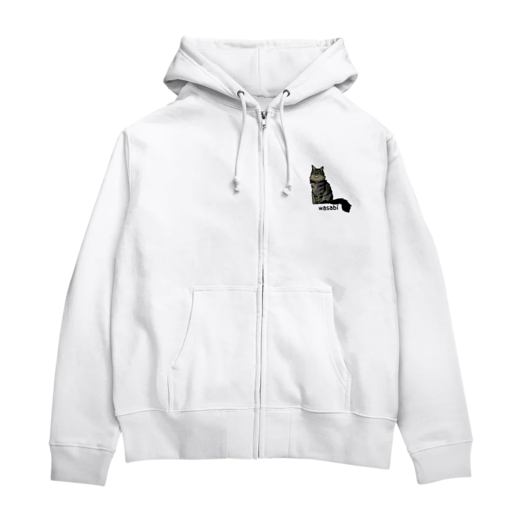 大変かわいらしい猫のグッズ屋さんのwasabi　イラスト Zip Hoodie