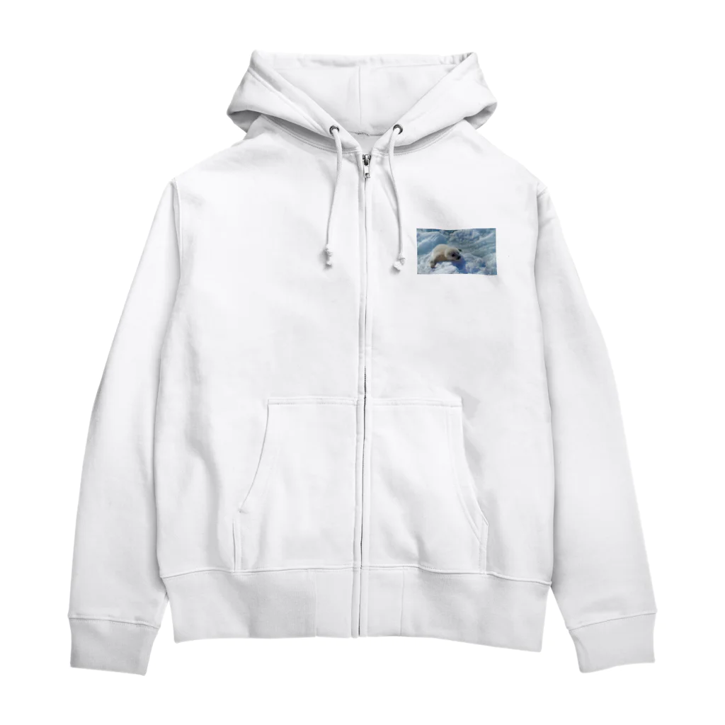 珈琲アザラシのアザラシショップのタテゴトアザラシ Zip Hoodie