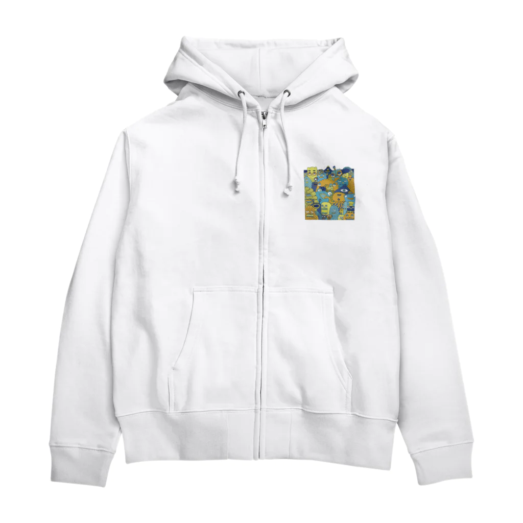 51-86のカラフルモンスターズ Zip Hoodie