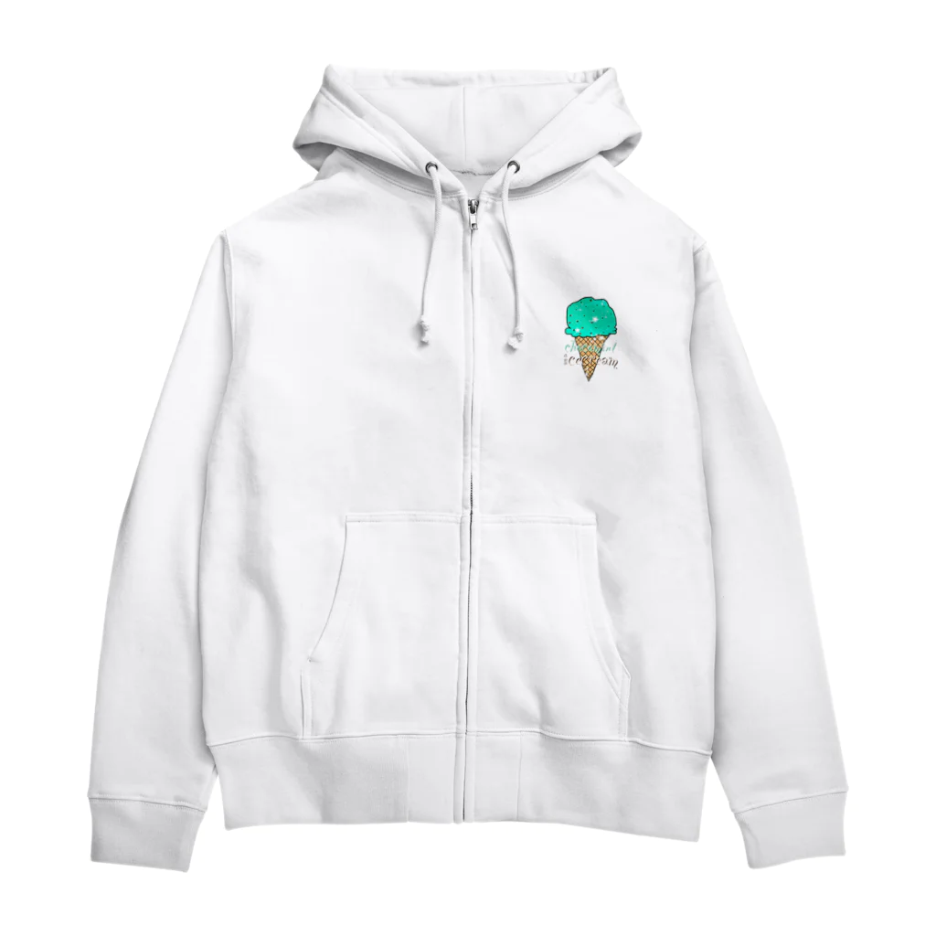 なでしこ@デザインのチョコミントアイスクリーム Zip Hoodie