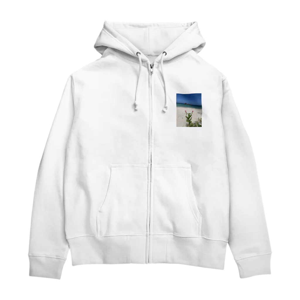 虹色の華の海辺のピンクフラワーちゃん Zip Hoodie