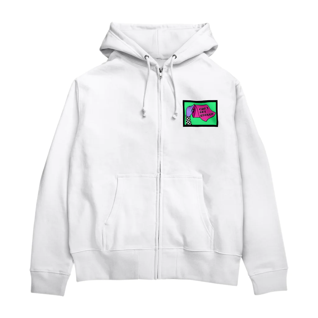 Mieko_KawasakiのCAN'T GET ENOUGH / GREEN トイレットペーパー　 Zip Hoodie