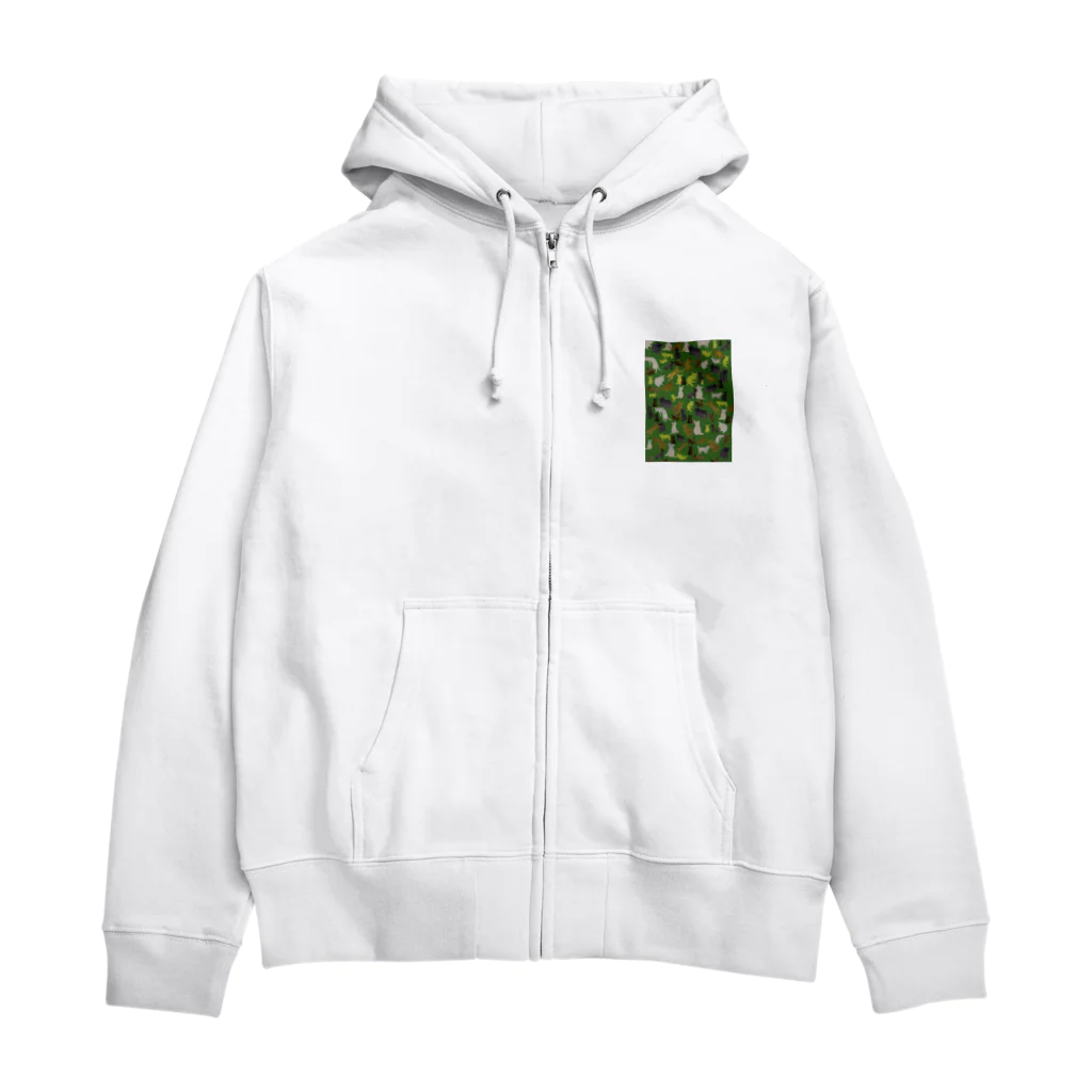 WAMI ARTの猫迷彩緑 Zip Hoodie