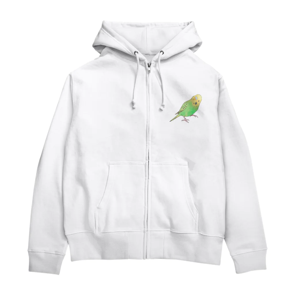 まめるりはことりの首傾げセキセイインコ　ピーちゃん【まめるりはことり】 Zip Hoodie