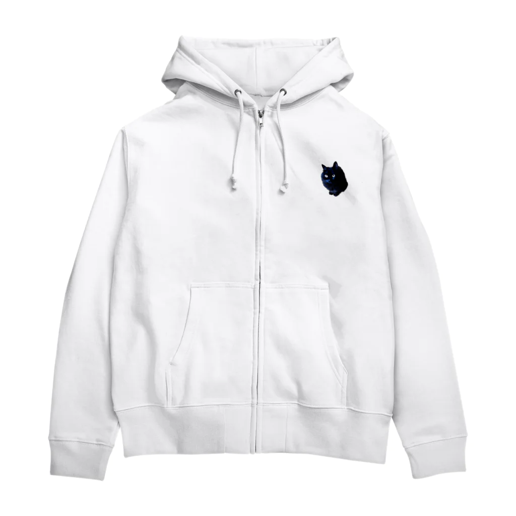 96mofの黒モフ／おすまし Zip Hoodie