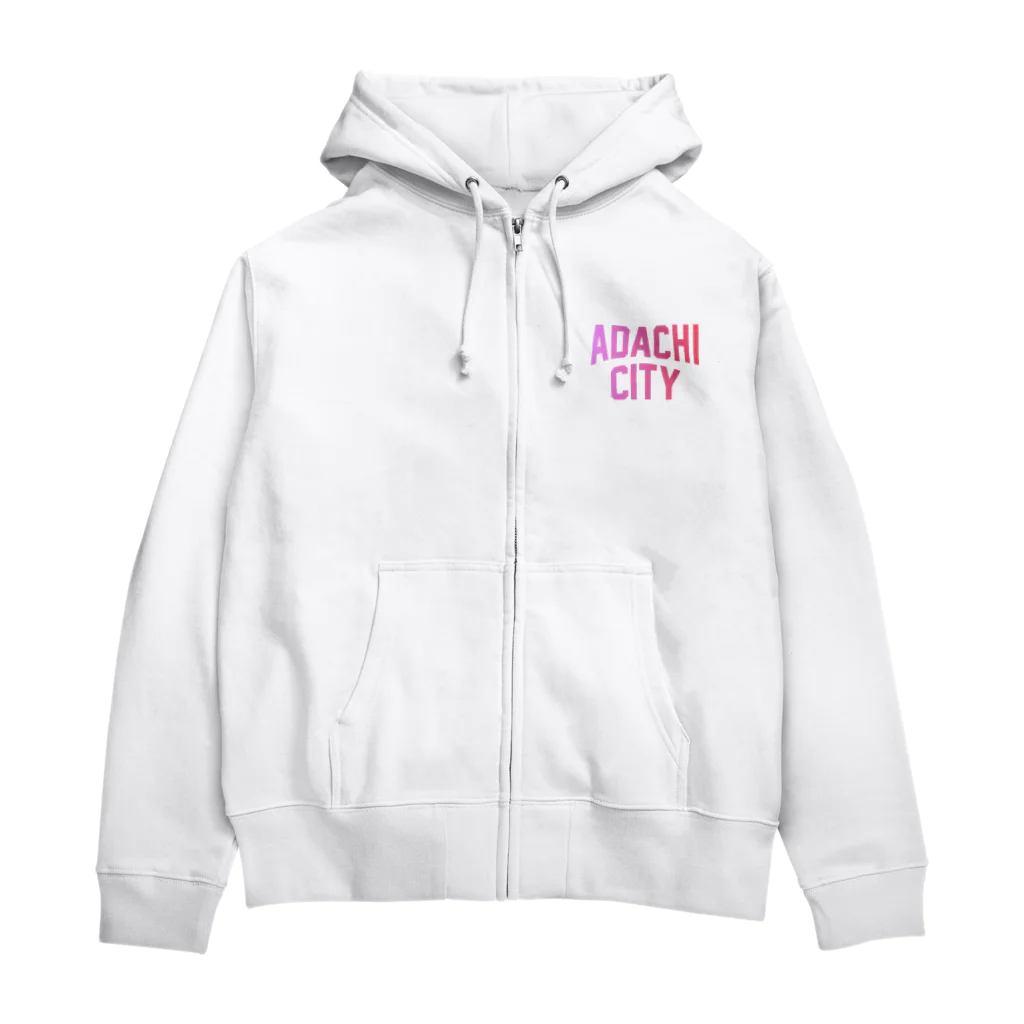 JIMOTOE Wear Local Japanの足立区 ADACHI CITY ロゴピンク ジップパーカー