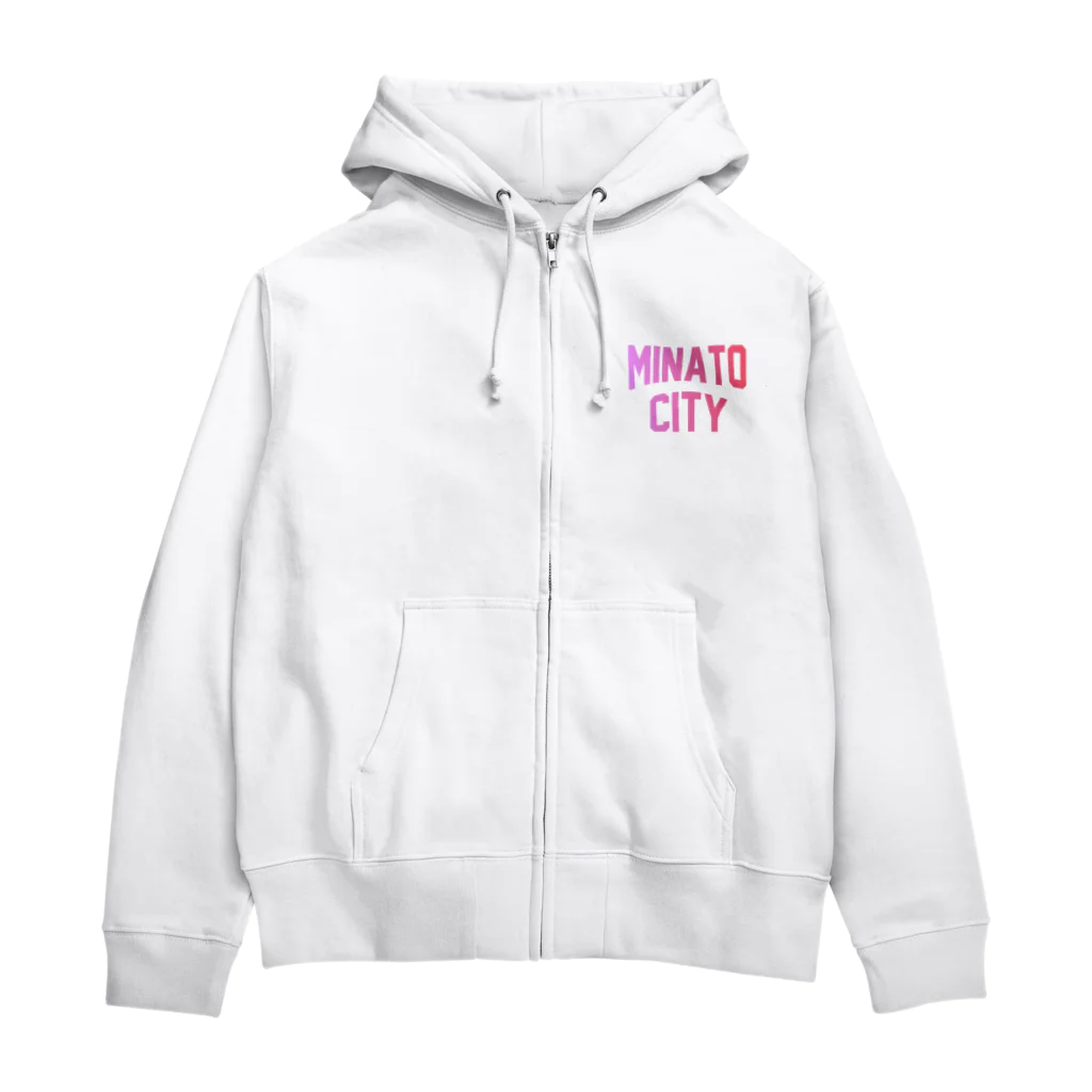 JIMOTOE Wear Local Japanの港区 MINATO CITY ロゴピンク Zip Hoodie