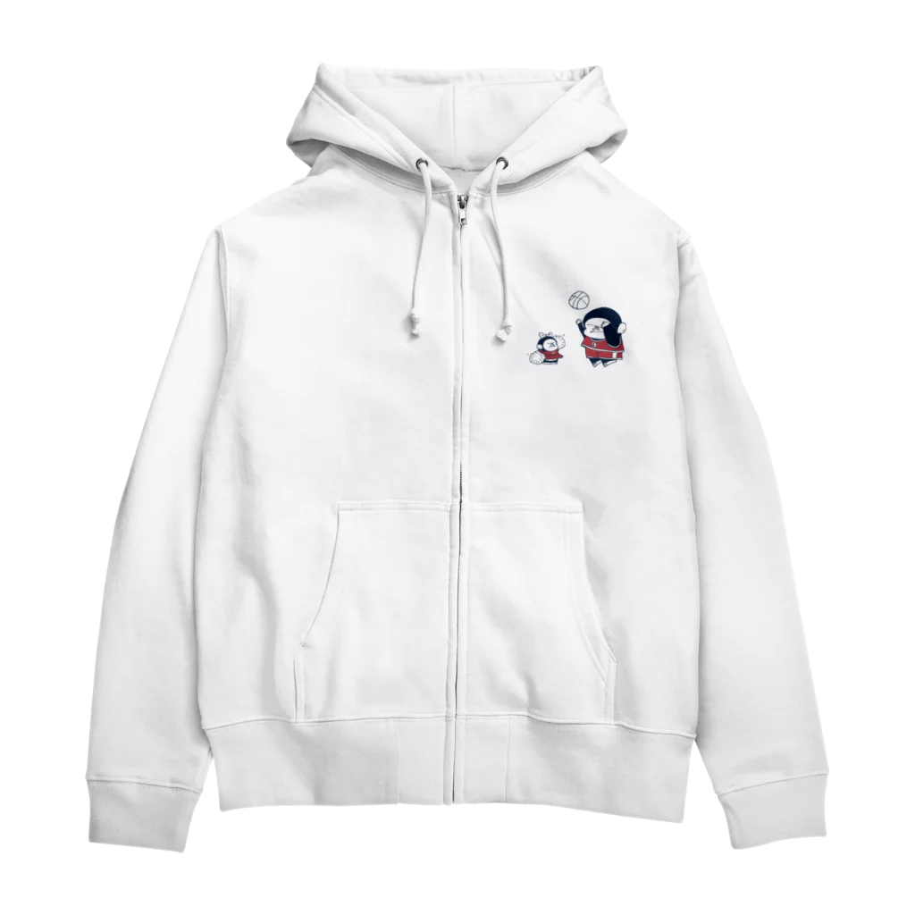 MINI BANANA ゴリラの親子のMINI BANANA バスケットゴリラ親子 Zip Hoodie