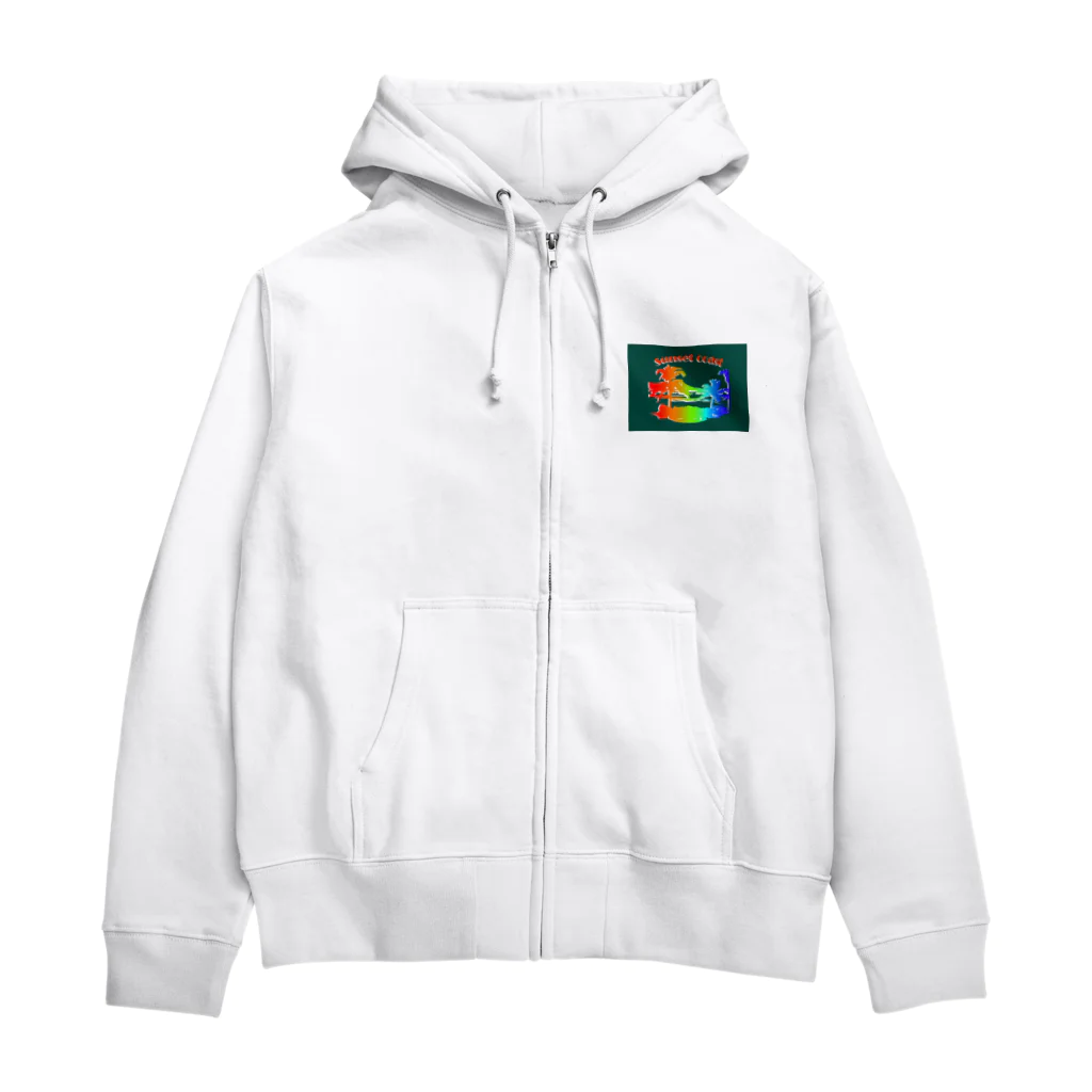 hsclip HIROのハワイ　海岸　ロゴ Zip Hoodie